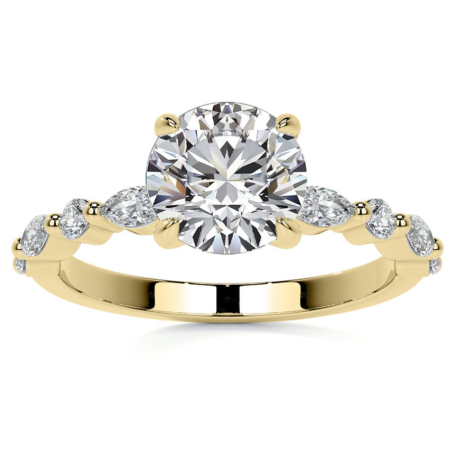 Round Scalloped Single Prong Moissanite Engagement Ring