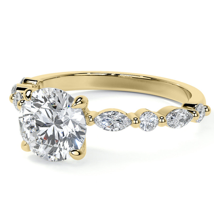 Round Scalloped Single Prong Moissanite Engagement Ring