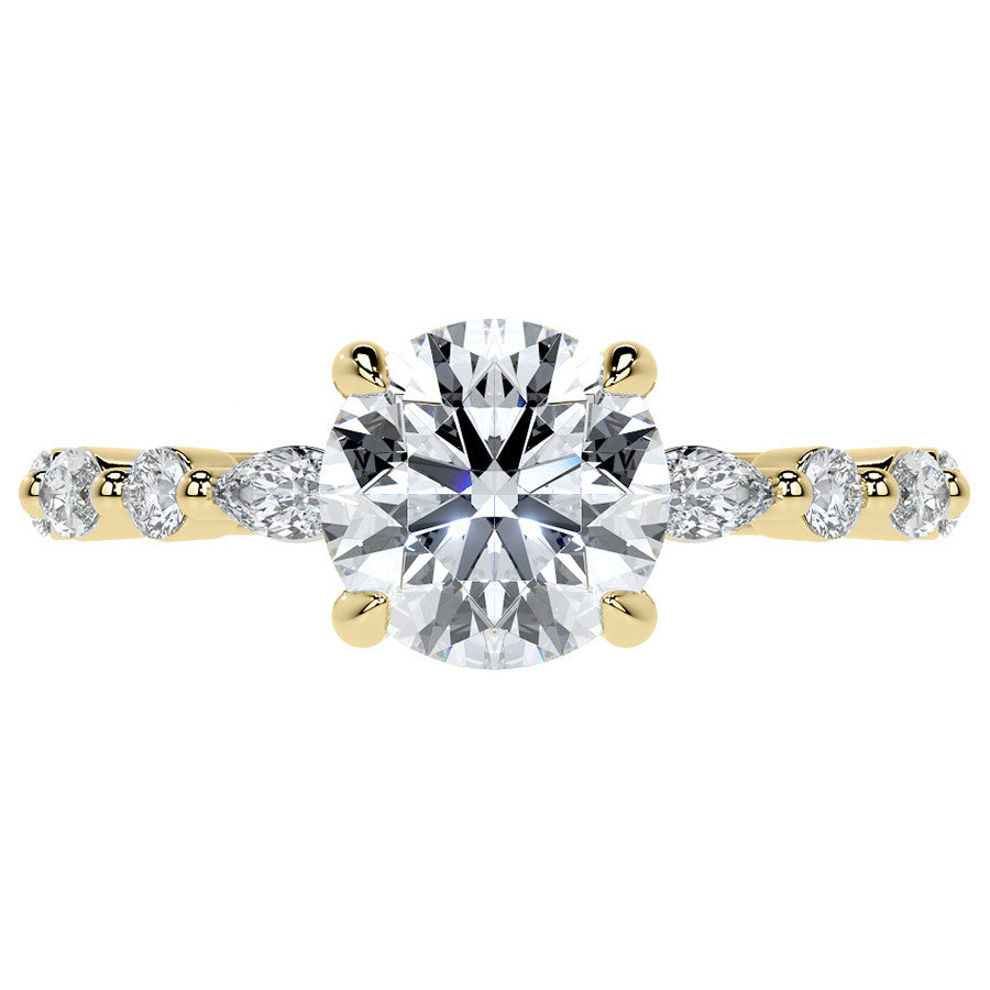 Round Scalloped Single Prong Moissanite Engagement Ring