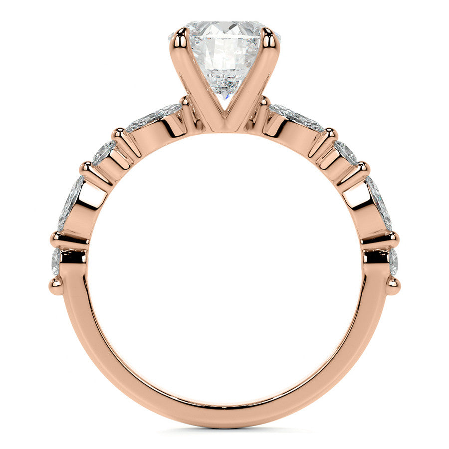 Oval Scalloped Single Prong Moissanite Engagement Ring