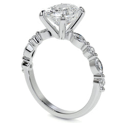 Oval Scalloped Single Prong Moissanite Engagement Ring