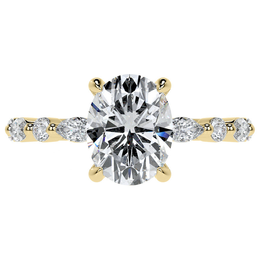 Oval Scalloped Single Prong Moissanite Engagement Ring