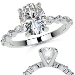 Oval Scalloped Single Prong Moissanite Engagement Ring