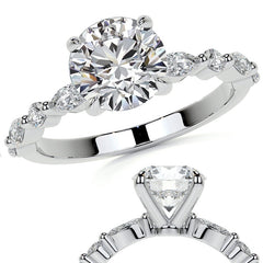 Round Scalloped Single Prong Moissanite Engagement Ring
