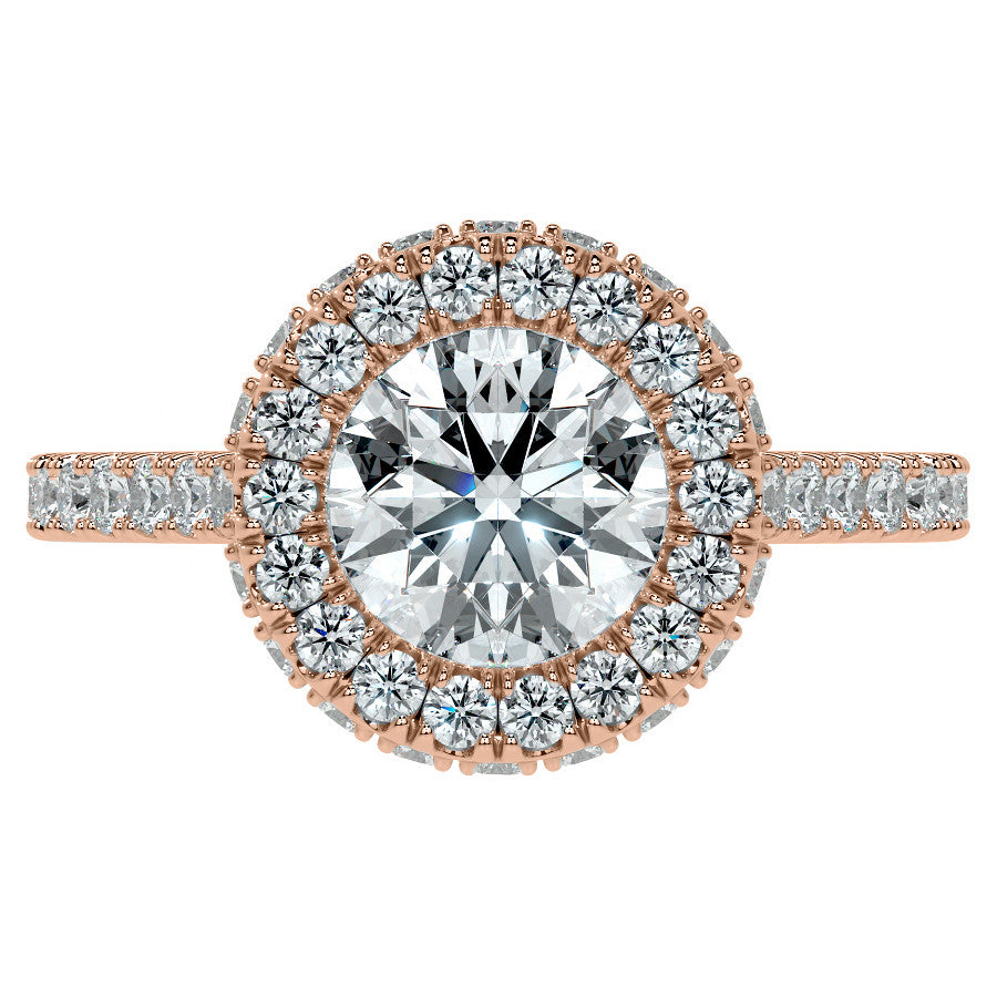 Round Bezel Cathedral Halo Moissanite Engagement Ring