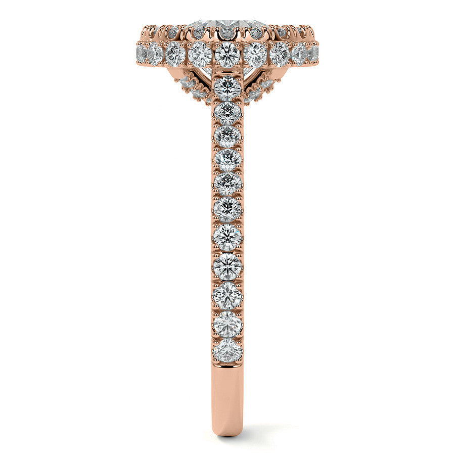 Round Bezel Cathedral Halo Moissanite Engagement Ring