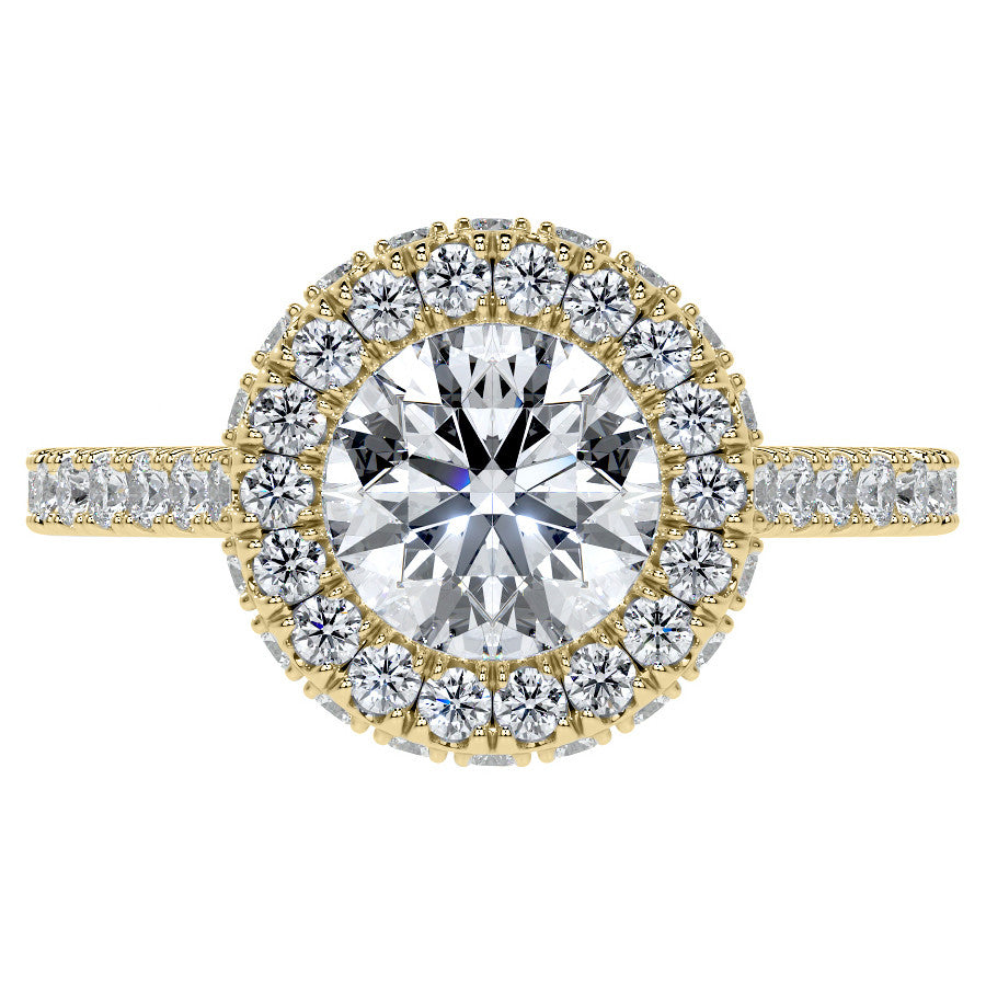 Round Bezel Cathedral Halo Moissanite Engagement Ring