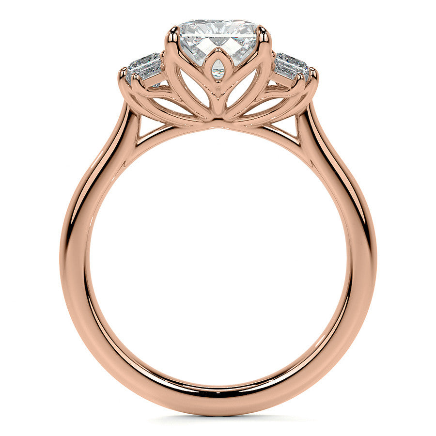 Emerald / Radiant and Princess Trellis Moissanite Engagement Ring