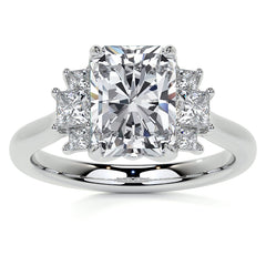 Emerald / Radiant and Princess Trellis Moissanite Engagement Ring