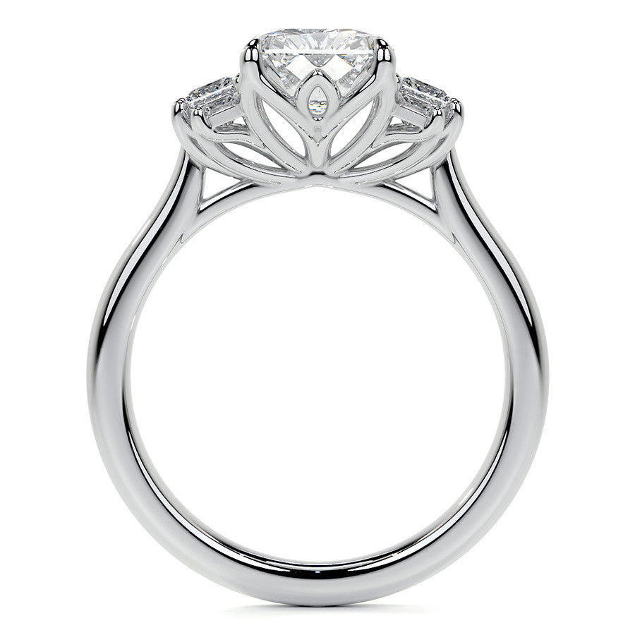 Emerald / Radiant and Princess Trellis Moissanite Engagement Ring