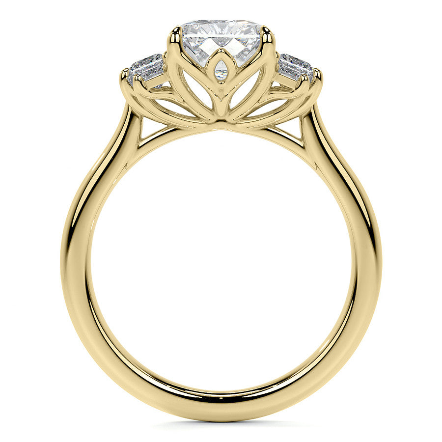 Emerald / Radiant and Princess Trellis Moissanite Engagement Ring