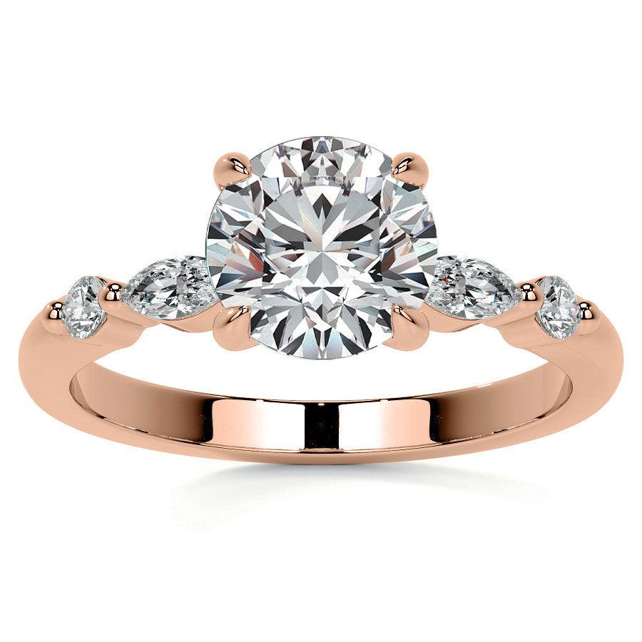 Single Prong Round Scalloped Moissanite Engagement Ring