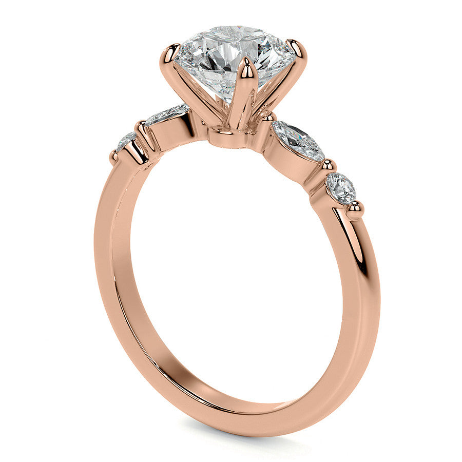 Single Prong Round Scalloped Moissanite Engagement Ring