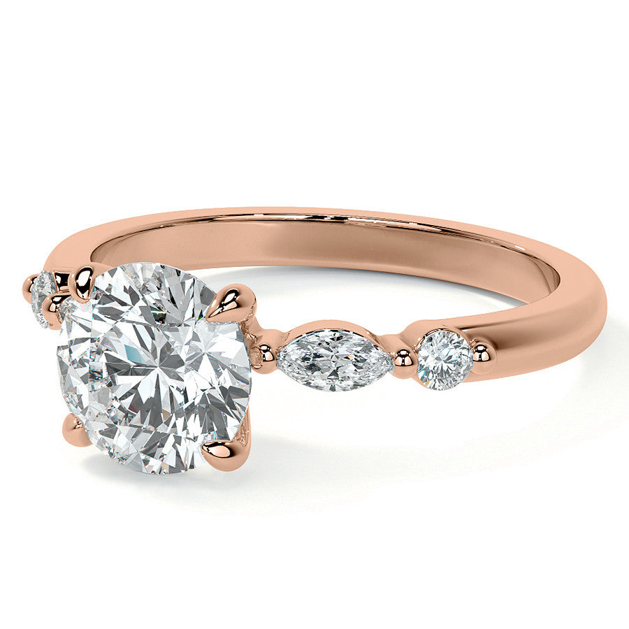 Single Prong Round Scalloped Moissanite Engagement Ring