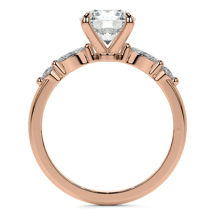 Single Prong Round Scalloped Moissanite Engagement Ring