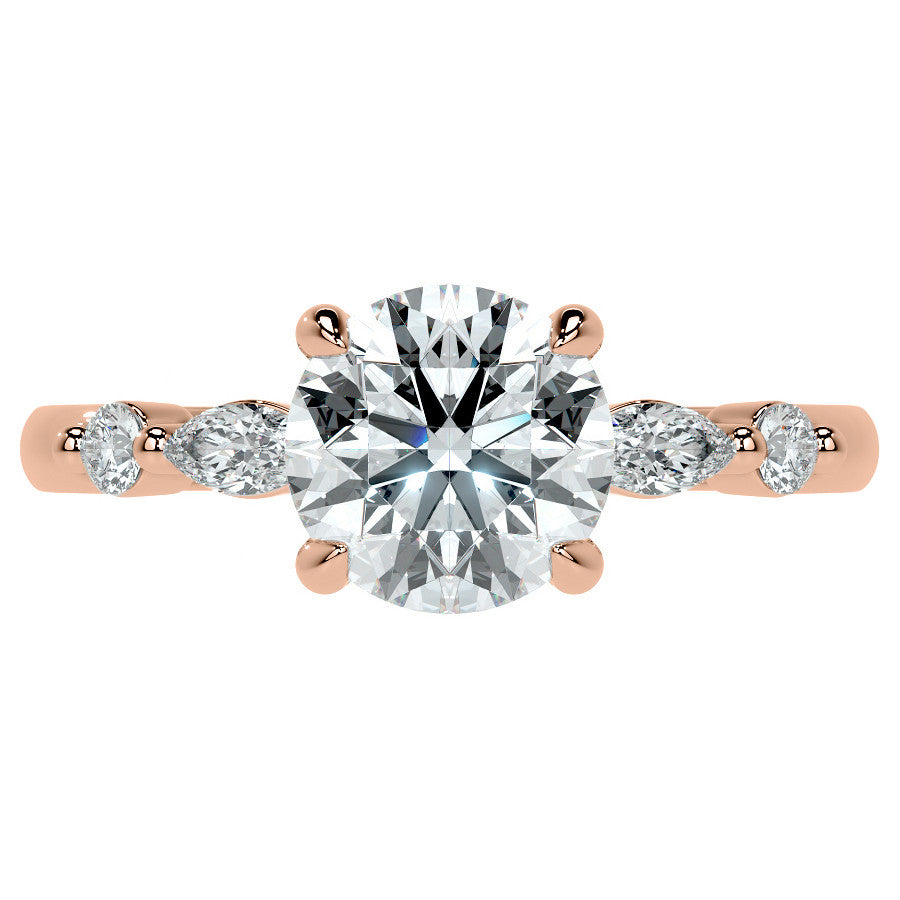 Single Prong Round Scalloped Moissanite Engagement Ring