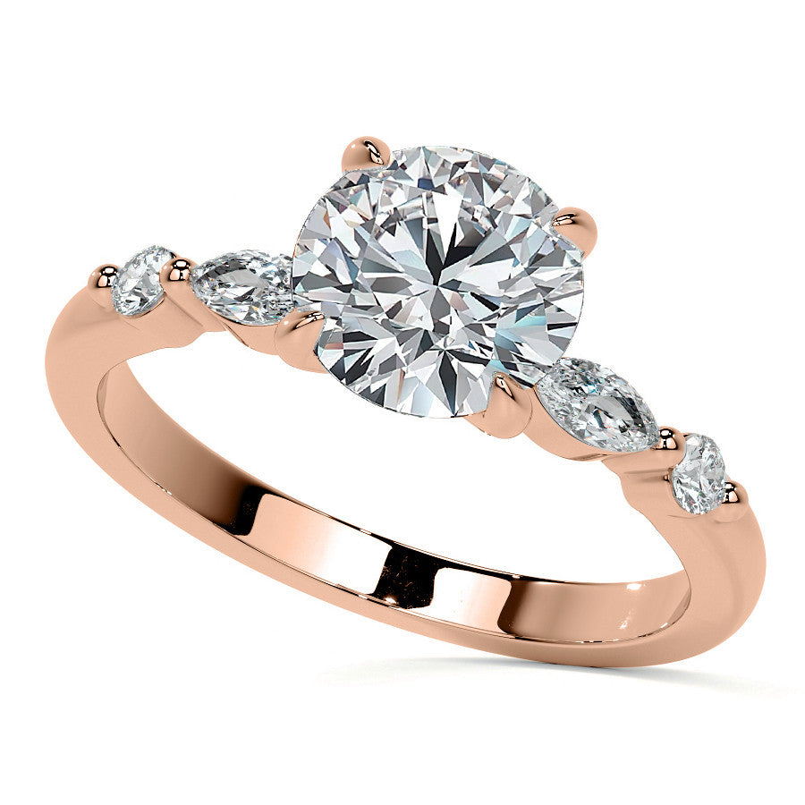 Single Prong Round Scalloped Moissanite Engagement Ring