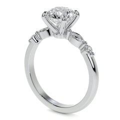 Single Prong Round Scalloped Moissanite Engagement Ring
