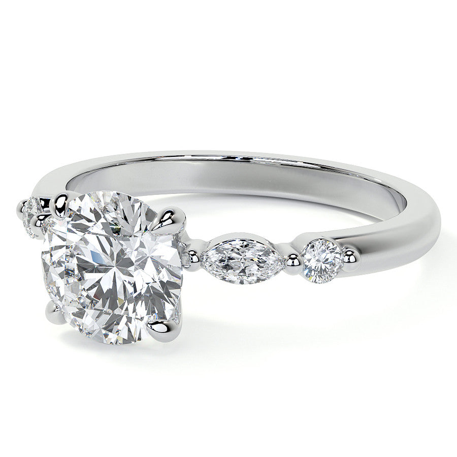 Single Prong Round Scalloped Moissanite Engagement Ring