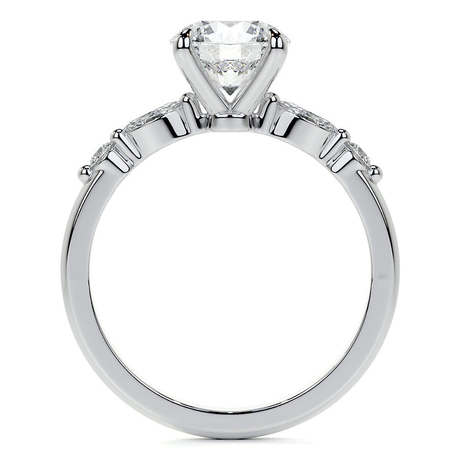Single Prong Round Scalloped Moissanite Engagement Ring