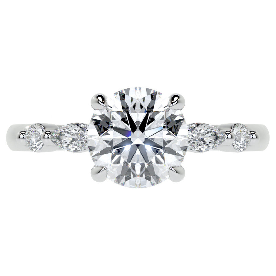 Single Prong Round Scalloped Moissanite Engagement Ring