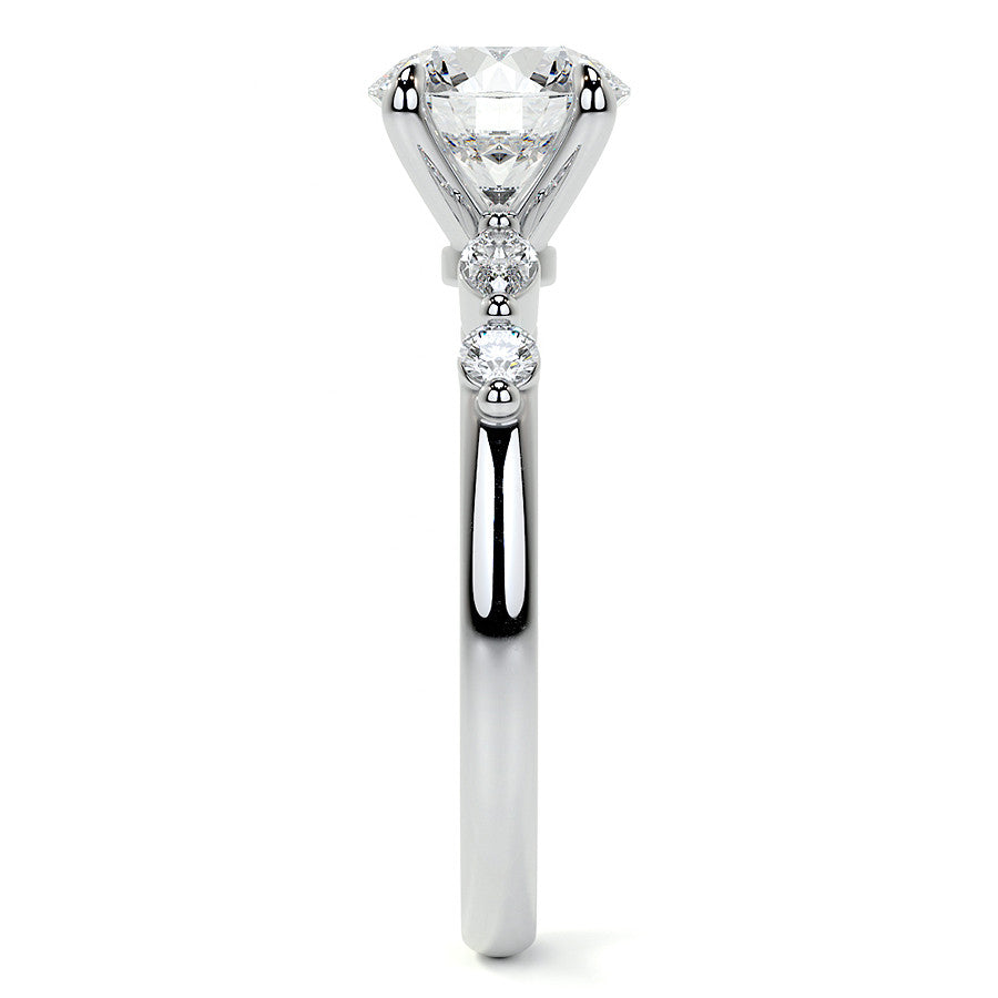 Single Prong Round Scalloped Moissanite Engagement Ring