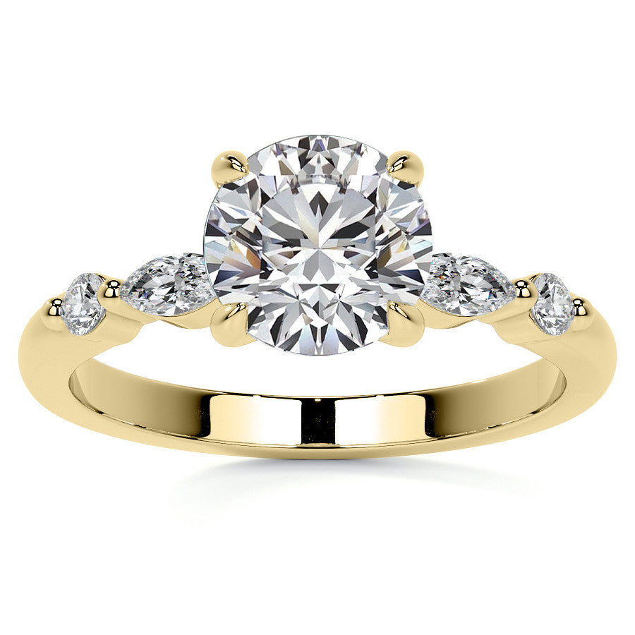 Single Prong Round Scalloped Moissanite Engagement Ring