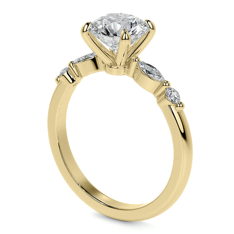 Single Prong Round Scalloped Moissanite Engagement Ring