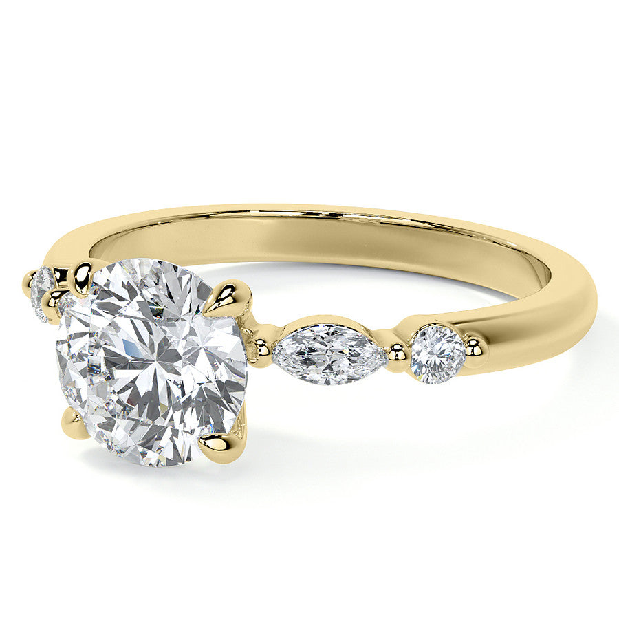 Single Prong Round Scalloped Moissanite Engagement Ring