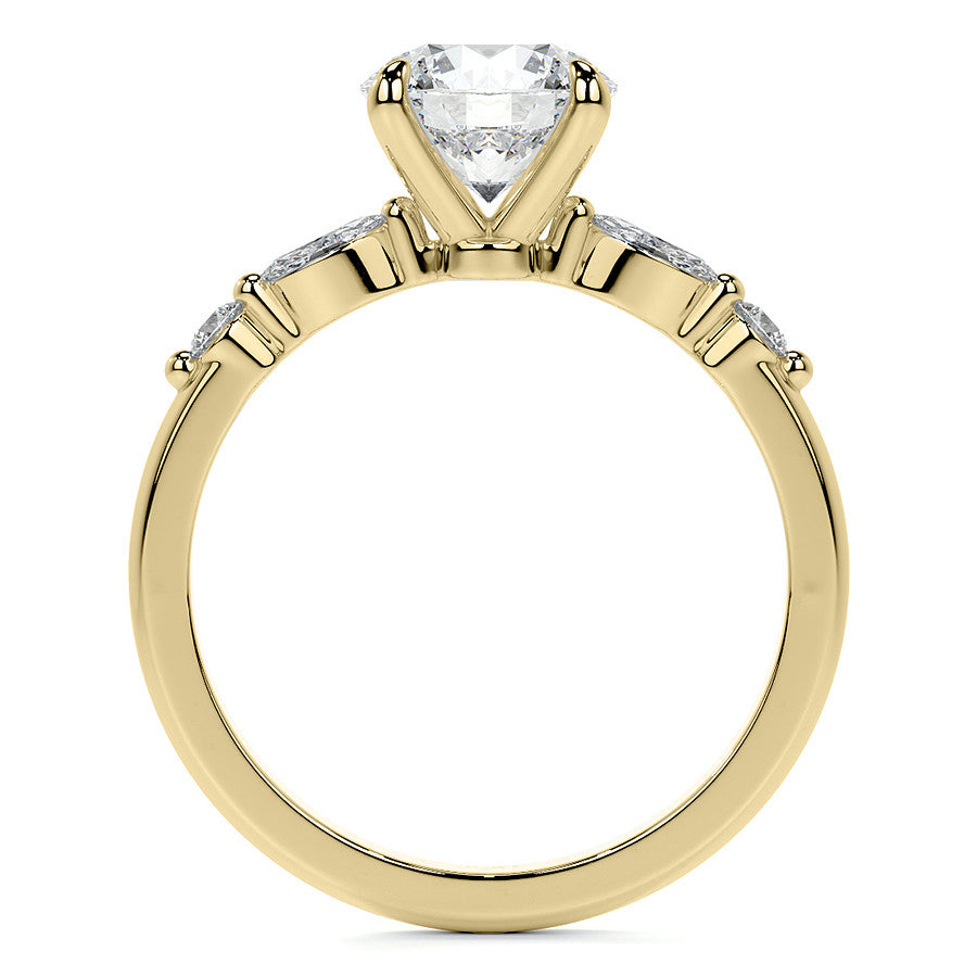 Single Prong Round Scalloped Moissanite Engagement Ring