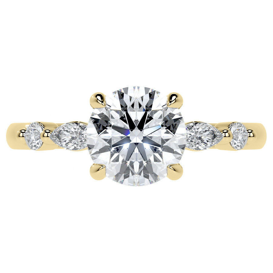 Single Prong Round Scalloped Moissanite Engagement Ring