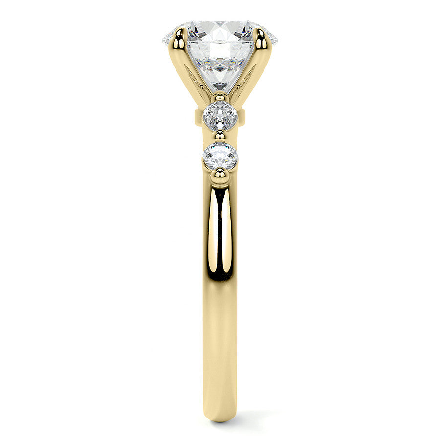 Single Prong Round Scalloped Moissanite Engagement Ring