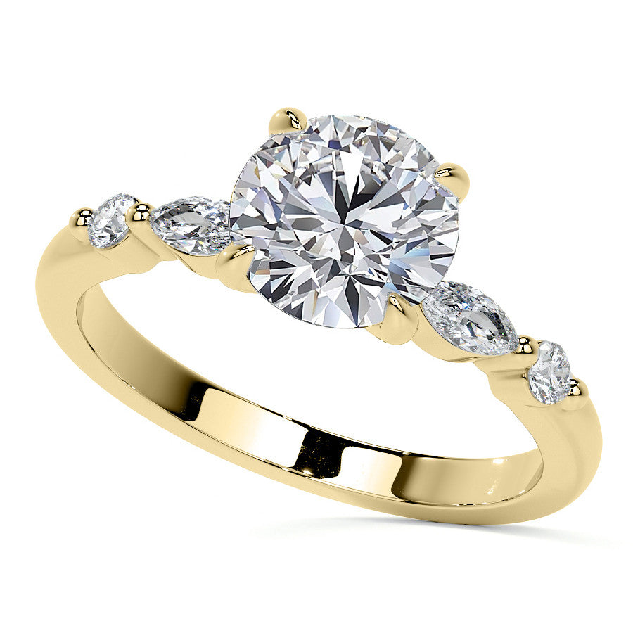 Single Prong Round Scalloped Moissanite Engagement Ring