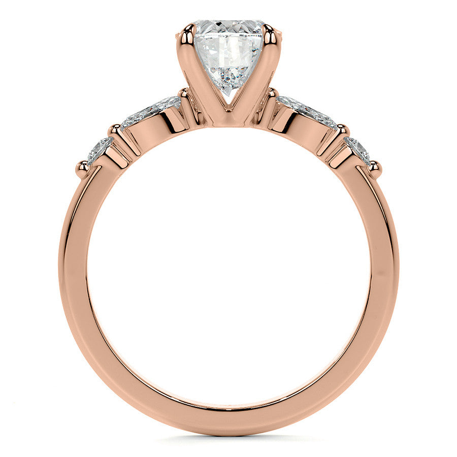 Single Prong Oval Scalloped Moissanite Engagement Ring