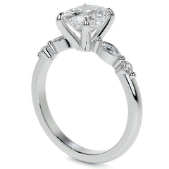 Single Prong Oval Scalloped Moissanite Engagement Ring