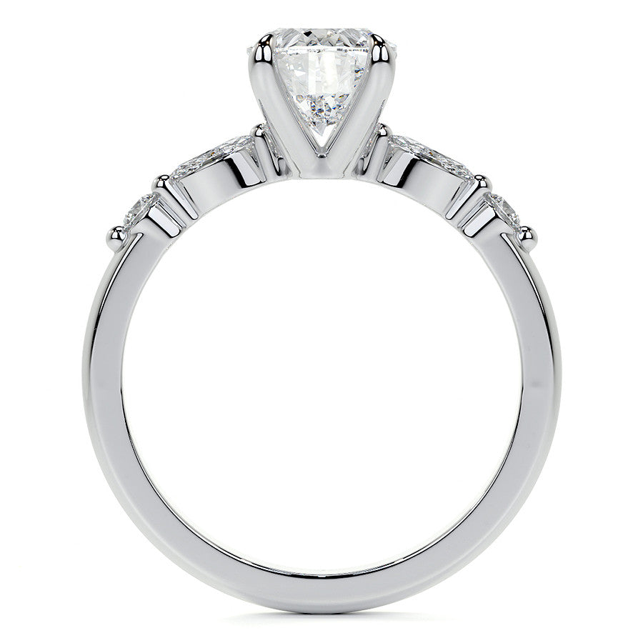 Single Prong Oval Scalloped Moissanite Engagement Ring