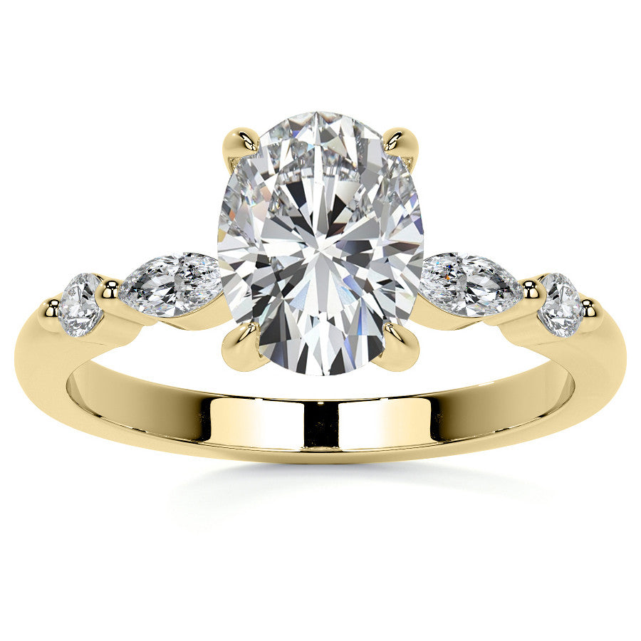 Single Prong Oval Scalloped Moissanite Engagement Ring