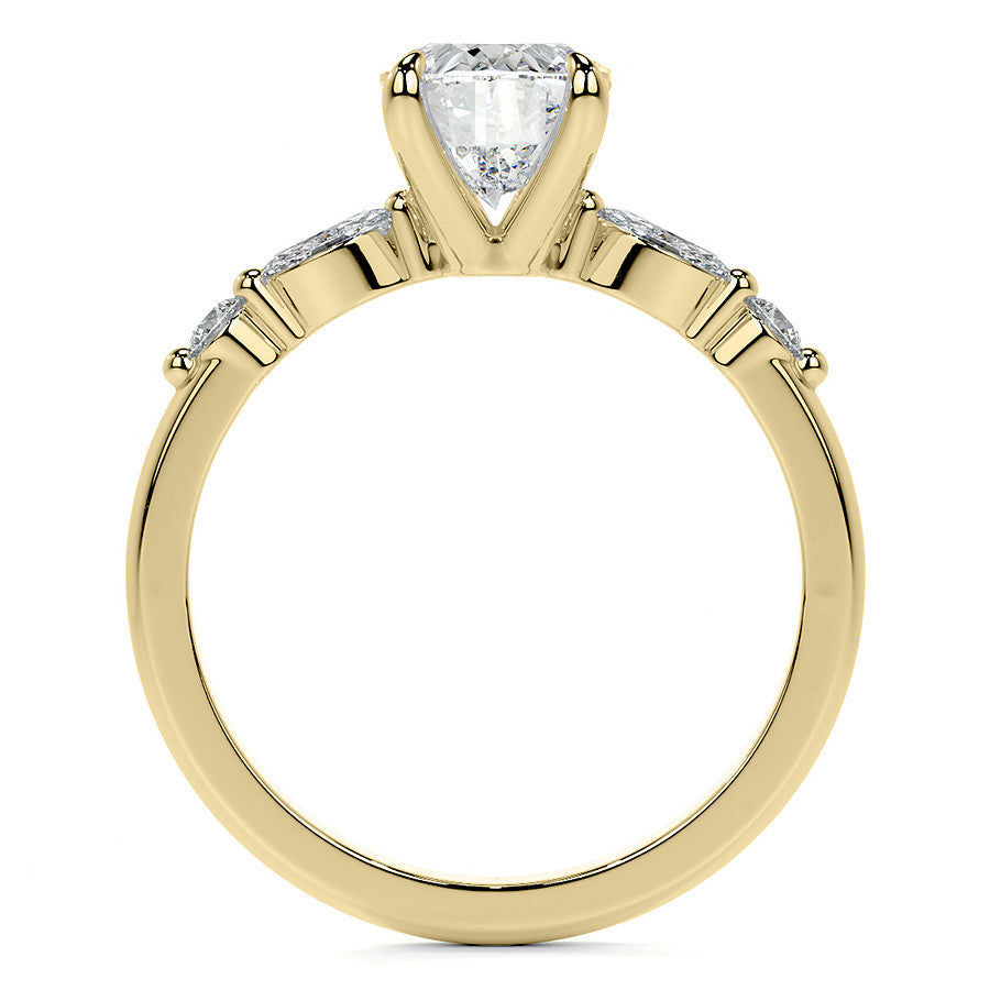Single Prong Oval Scalloped Moissanite Engagement Ring