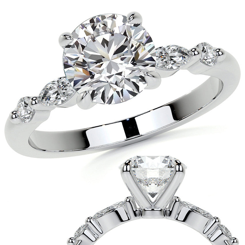 Single Prong Round Scalloped Moissanite Engagement Ring
