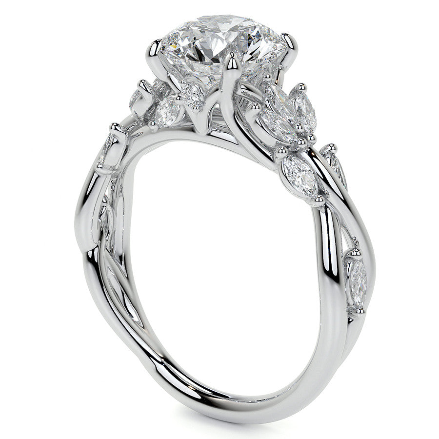 Round Floral Infinity Moissanite Engagement Ring