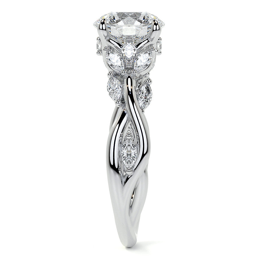 Round Floral Infinity Moissanite Engagement Ring