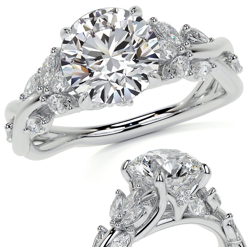 Round Floral Infinity Moissanite Engagement Ring