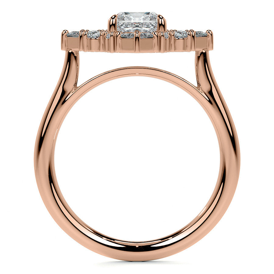 Cushion Petal Inspired Halo Moissanite Cathedral Engagement Ring