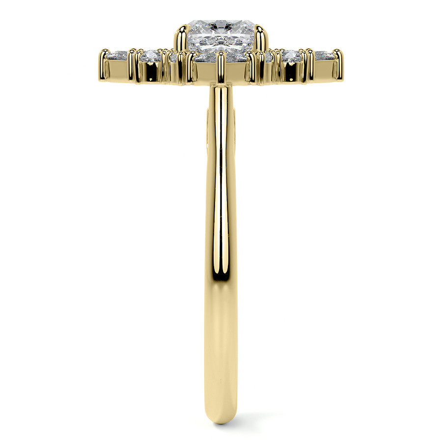 Cushion Petal Inspired Halo Moissanite Cathedral Engagement Ring