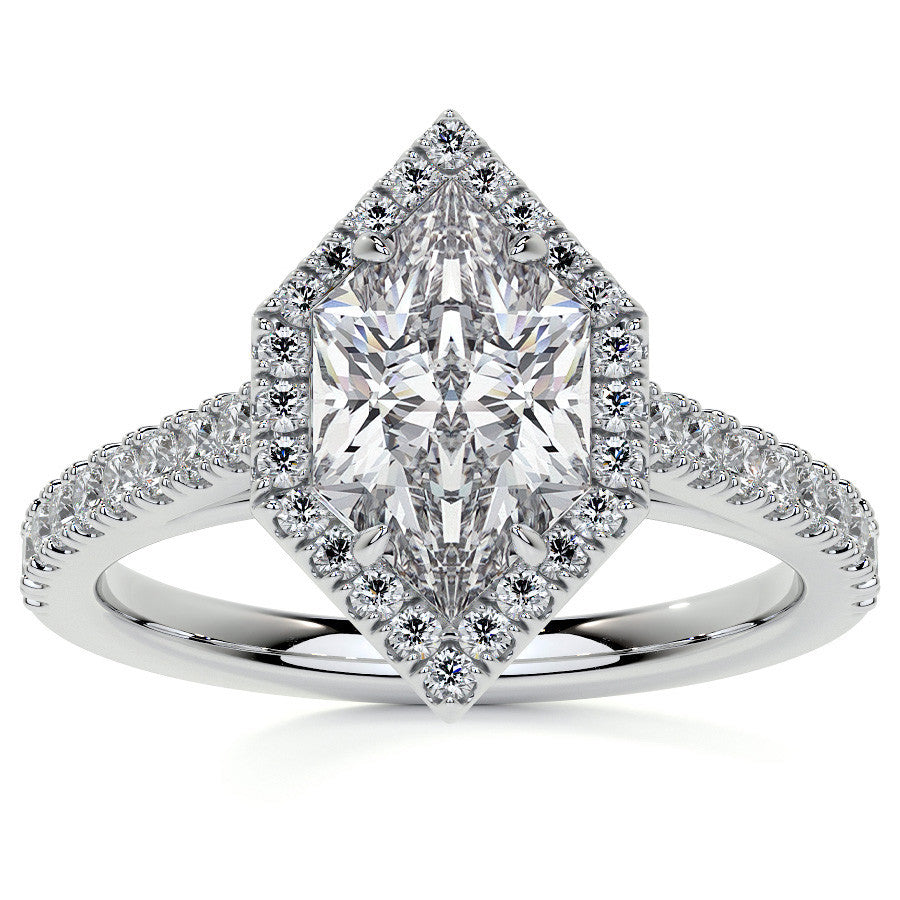 Duchess Marquise Halo Moissanite Engagement Ring
