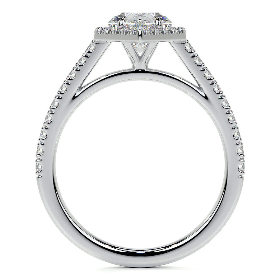 Duchess Marquise Halo Moissanite Engagement Ring