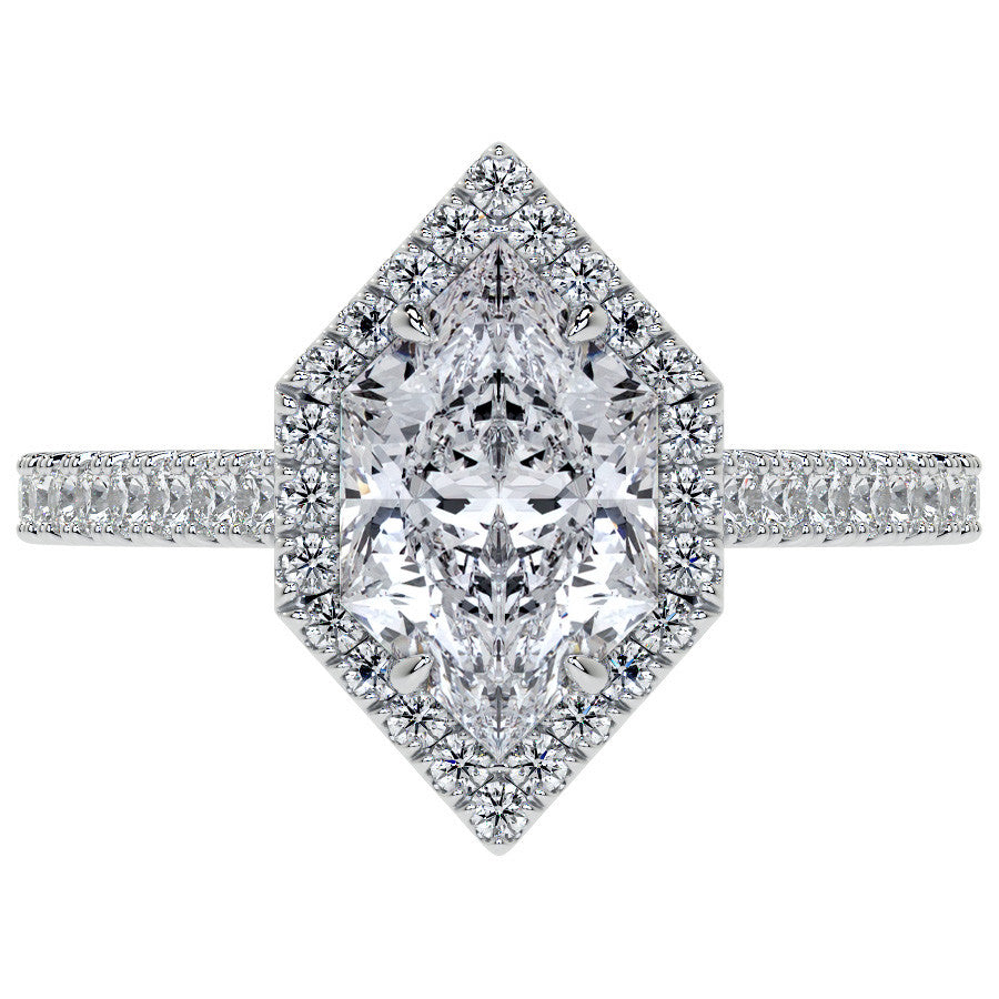 Duchess Marquise Halo Moissanite Engagement Ring