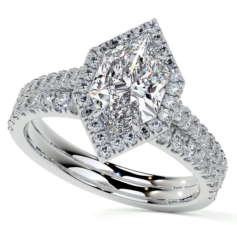Duchess Marquise Halo Moissanite Engagement Ring