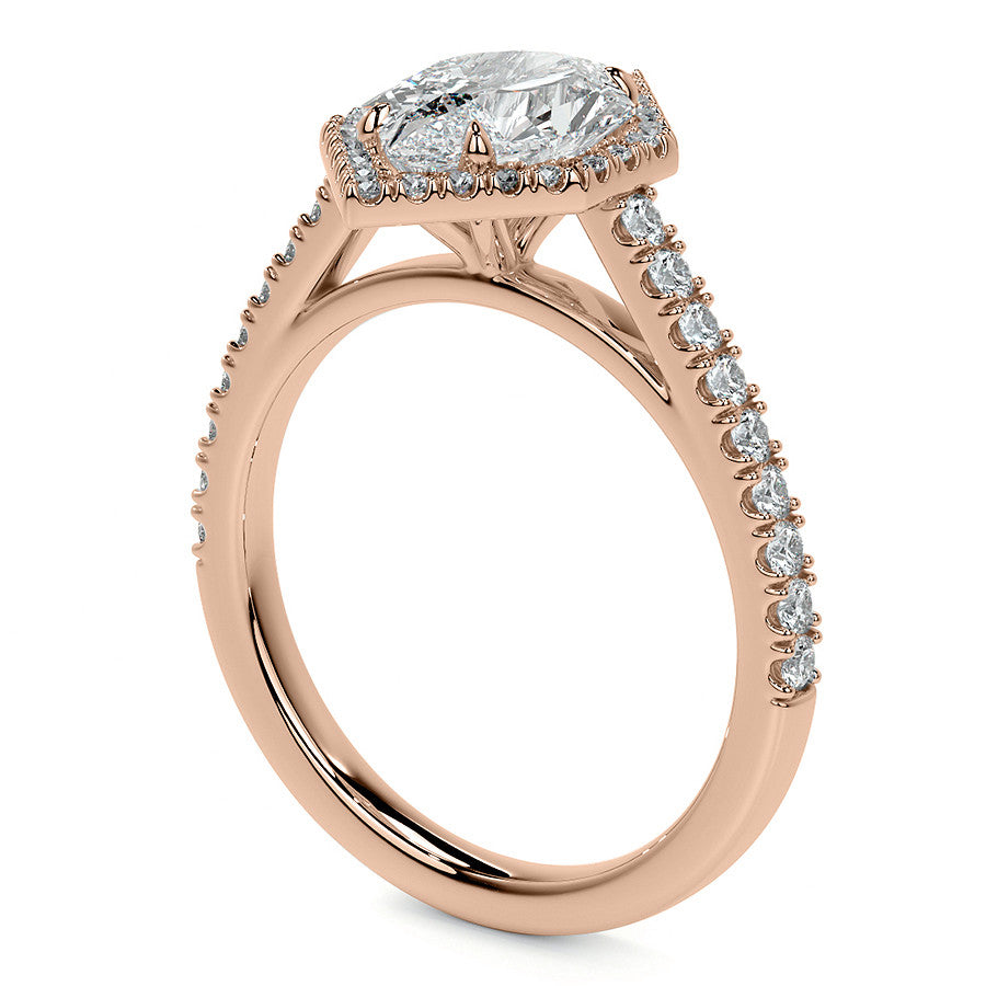 Duchess Marquise Halo Moissanite Engagement Ring