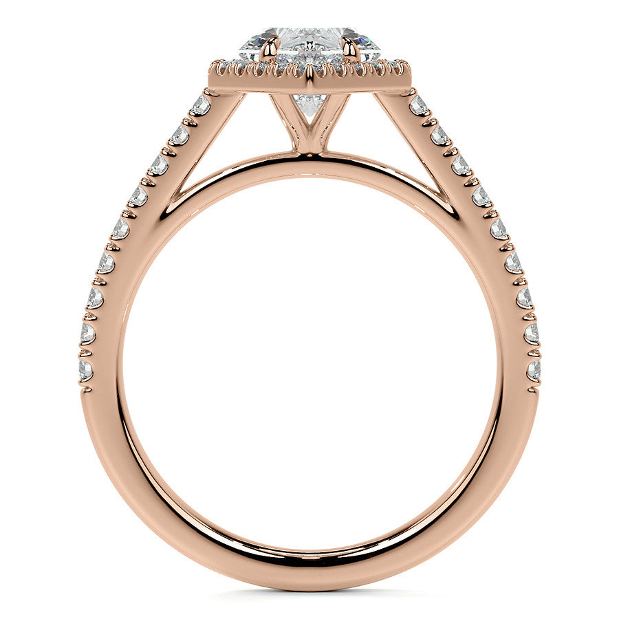 Duchess Marquise Halo Moissanite Engagement Ring